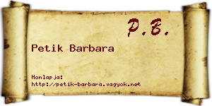 Petik Barbara névjegykártya